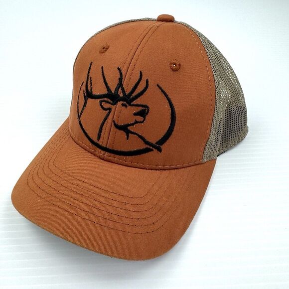 RMEF Trucker Hat Rocky Mountain Elk Foundation Orange Mesh Snapback Outdoor Cap - Picture 3 of 9